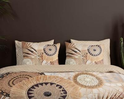 HIP Dekbedovertrek "mandala&apos;s en een luipaard" - Taupe - (200x200/220 cm) - Katoen Satijn