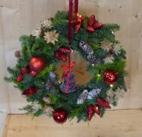 Krans kerstgroen rood circa 40 cm met batterijverlichting Warentuin Natuurlijk - Warentuin natuurlijk - thumbnail