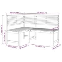 Tuinhoekbank 140 cm massief acaciahout - thumbnail