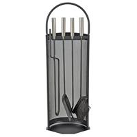 HI 5-delige haardgereedschapsset 23x14,8x66 cm zwart - thumbnail