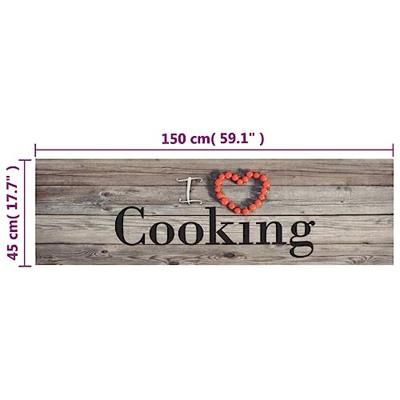 Keukenmat wasbaar cooking-print 45x150 cm fluweel grijs