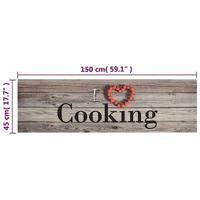 Keukenmat wasbaar cooking-print 45x150 cm fluweel grijs - thumbnail