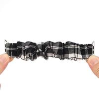 Elastisch scrunchie nylon bandje - Zwart / Wit - Geschikt voor Apple Watch 44mm / 45mm / 46mm / 49mm - thumbnail