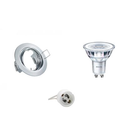 GU10 Inbouwspot Set - Glans Chroom - Inbouw Rond - Kantelbaar - Philips - CorePro 840 36D - 4.6W - Natuurlijk Wit 4000K - Ø83mm