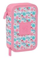 Dubbele etui Moos Flores Multicolour 12.5 x 19.5 x 4 cm 28 Onderdelen - thumbnail