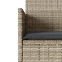 Tuinbank 2-zits met tafel en kussens poly rattan lichtgrijs - thumbnail