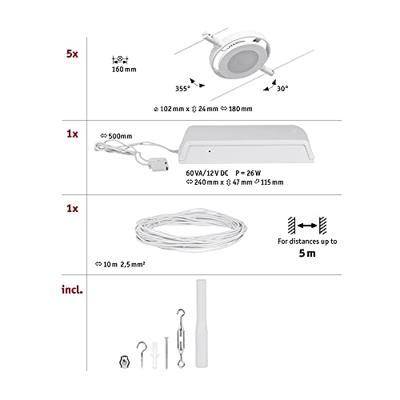 Paulmann RoundMac 94416 Kabelsysteem compleet LED vast ingebouwd LED Wit, Chroom