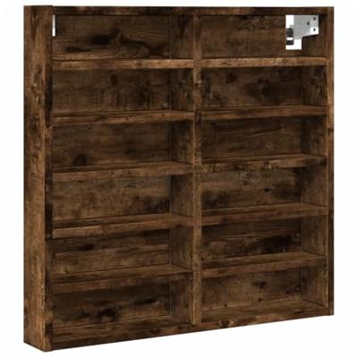 Vitrinekast 60x8,5x58 cm bewerkt hout gerookt eikenkleurig - thumbnail
