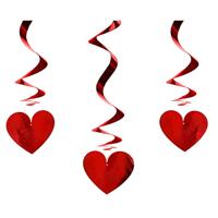 Hangdecoratie metallic hartjes 3 stuks - thumbnail
