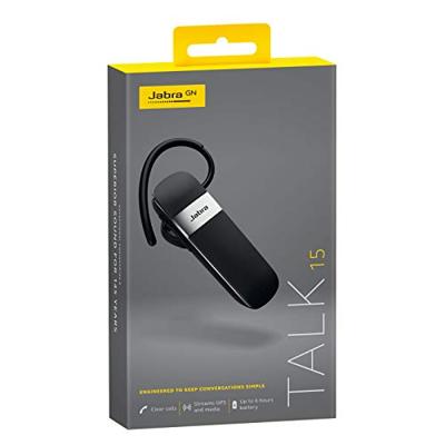 Jabra Talk 15 Mono In-Ear Headset – Draadloos Bellen en Muziek, Gps-Richtingaanwijzingen en Podcasts Streamen vanaf Mobiele Apparaten – Zwart