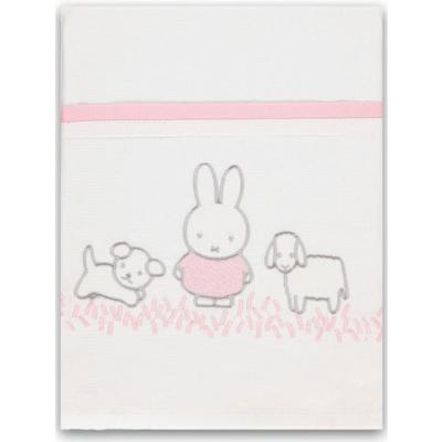 Nijntje laken Grass junior 100 x 150 cm katoen wit/roze