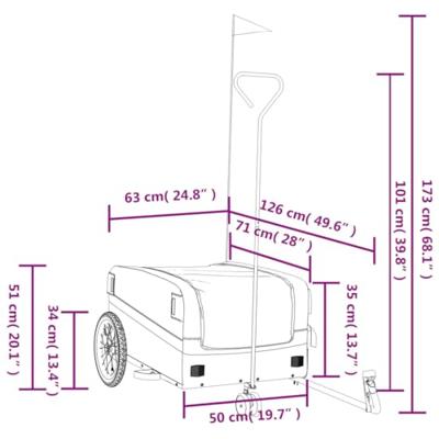 VidaXL Fietstrailer 45 kg ijzer zwart en groen - thumbnail