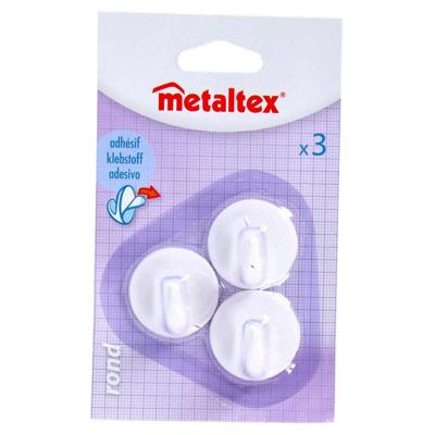 Metaltex plakhaken 3 stuks wit