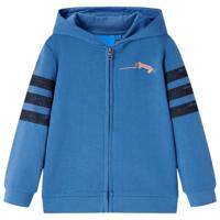 Kindervest met capuchon en rits skateboardprint 128 blauw - thumbnail