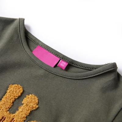 Kindershirt met lange mouwen dierenprint 92 kakikleurig