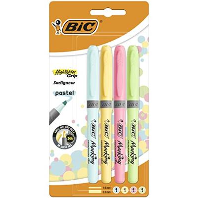 Markeerstift bic grip pastel assorti