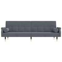 Slaapbank met kussens fluweel donkergrijs - thumbnail