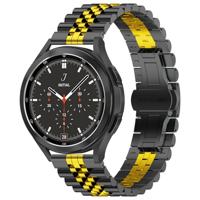 By Qubix - Stalen band - Zwart met goud - Compatible met Garmin Approach S12 / S40 / S42 - Compatible Garmin bandje - Bandbreedte: 20mm - thumbnail