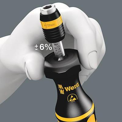 Wera 7432 Kraftform ESD instelbare Momentschroevendraaier met Rapidaptor Snelwisselhouder, 1/4 duim, 0,90 - 1,50 Nm - 1 stuk(s) - 05074784001