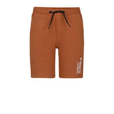 Jill & Mitch by Shoeby slim fit sweatshort Ferre met tekst bruin