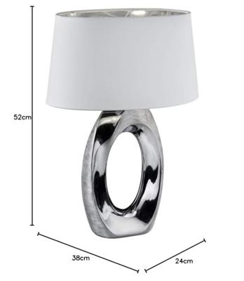 Trio TafellampTaba 52cm chroom met wit - R50521089