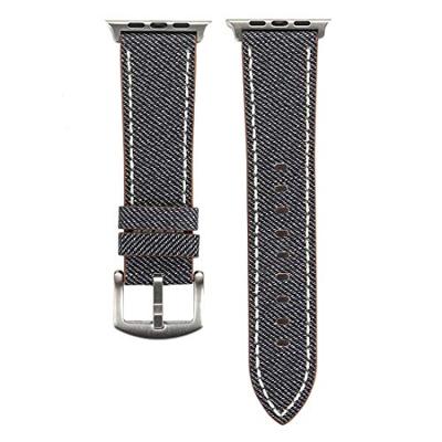 Denim Pattern Echt Leren bandje - Grijs - Geschikt voor Apple Watch 44mm / 45mm / 46mm / 49mm