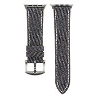 Denim Pattern Echt Leren bandje - Grijs - Geschikt voor Apple Watch 44mm / 45mm / 46mm / 49mm - thumbnail