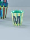 Gestreepte melamine mok LETTER M rice, medium 250 ml meerkleurig Gestreepte melamine mok LETTER M rice, medium 250 ml meerkleurig