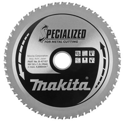 Makita Accessoires Cirkelzaagblad | Dun plaatstaal | 150X20X1,4 52T 0Gr - B-47042