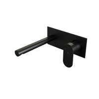 Inbouw Wastafelmengkraan Brauer Black Edition Coldstart Rechte Uitloop Platte Hendel Rechts Mat Zwart Met Afdekplaat - thumbnail