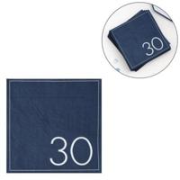 Ginger Ray servetten 30 jaar blauw 33 x 33 cm 16 stuks | 20 stuks - thumbnail