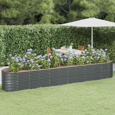 VidaXL Plantenbak 440x80x68 cm gegalvaniseerd staal antracietkleurig VidaXL Plantenbak 440x80x68 cm gegalvaniseerd staal antracietkleurig