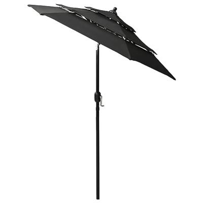 VidaXL Parasol 3-laags met aluminium paal 2 m zwart - thumbnail