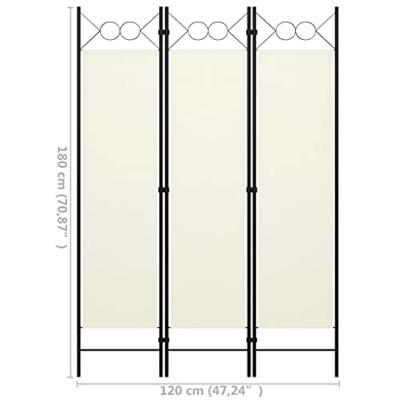 vidaXL Kamerscherm met 3 panelen 120x180 cm wit
