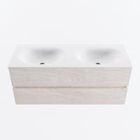 MONDIAZ VICA 120cm badmeubel onderkast Underlayment 2 lades. Wastafel MOON dubbel zonder kraangat, kleur Talc. - thumbnail