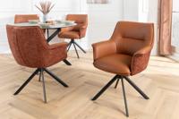 Bureaustoel LE GRAND cognac echt leer structuurstof zwart metalen frame - 46989 - thumbnail