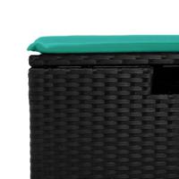 2-delige Loungeset met kussens poly rattan acacia zwart - thumbnail