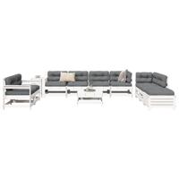 11-delige Loungeset massief grenenhout wit - thumbnail