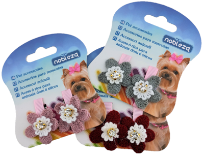 Nobleza Haarspeld voor hond en kat - Bloemen - 2 stuks Nobleza Haarspeld voor hond en kat - Bloemen - 2 stuks