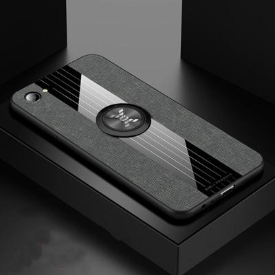 Voor OPPO a3 XINLI stiksels doek Textue schokbestendig TPU beschermhoes met ring houder (grijs)
