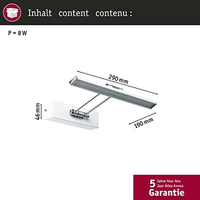 Paulmann Thirty 99891 LED-schilderijlamp 5 W Warmwit Wit Paulmann Thirty 99891 LED-schilderijlamp 5 W Warmwit Wit