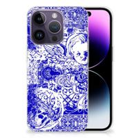 Silicone Back Case Apple iPhone 14 Pro Angel Skull Blauw - thumbnail