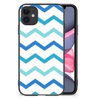 iPhone 11 Back Case Zigzag Blauw - thumbnail