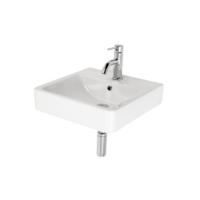 Plieger Wastafelpack Compleet Seattle Met Overloop 45x45 cm, Wastafelkraan, Designsifon en Bevestigingsset Wit - thumbnail