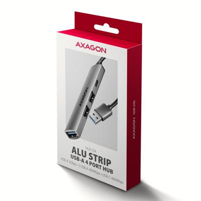 AXAGON HUE-STA USB-hub 4 poorten USB-C, USB-A 5 GBit/s Grijs