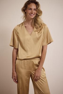 Tramontana Hammered Satin Top C16-17-401 T-shirt Korte Mouw 002800 Camel