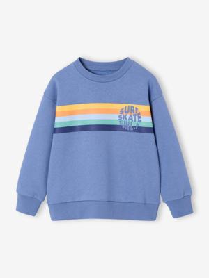 Jongenssweater met ronde kraag met grafisch motief grijsblauw