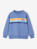 Jongenssweater met ronde kraag met grafisch motief grijsblauw - thumbnail