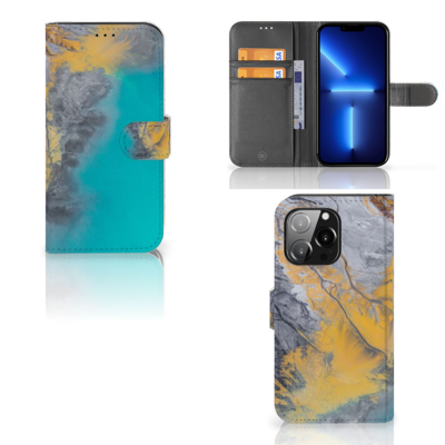 iPhone 13 Pro | Bookcase | Marble Blue Gold