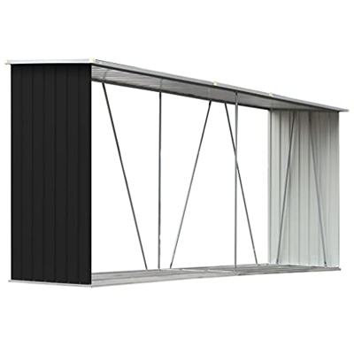 Haardhoutschuur 330x84x152 cm gegalvaniseerd staal antraciet